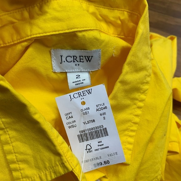 J.Crew Sleeveless‎ Dress Womens 2 Yellow Button Front Belted Fit & Flare Summer - Picture 5 of 6